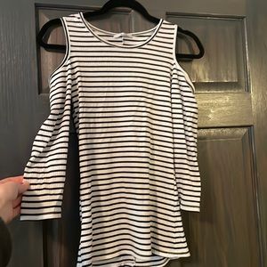 Striped Shirt with Cutout Shoulders